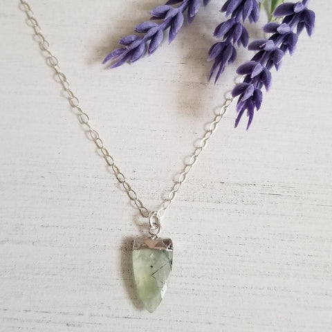 One of a kind Prehnite pendant necklace for women