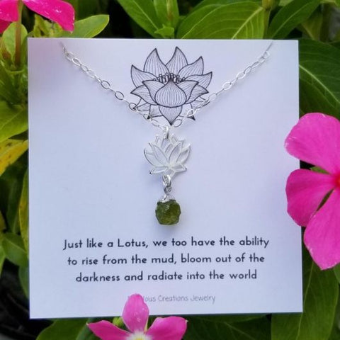 Gemstone Lotus Flower Pendant Necklace