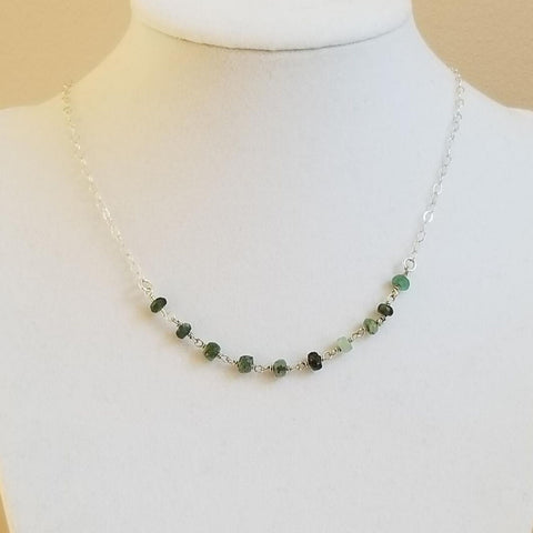 Sterling Silver Emerald Beaded Necklace for women