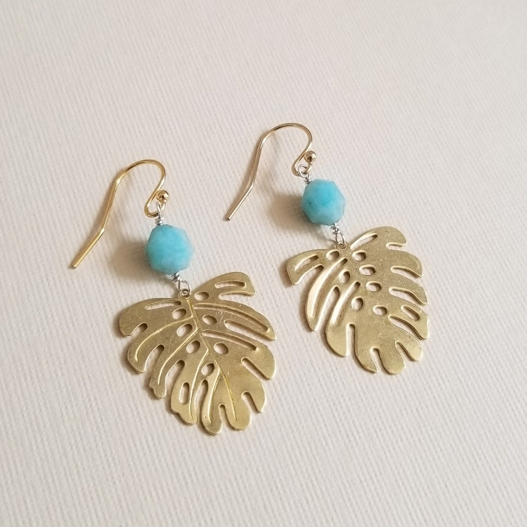 Tropical cheap leaf earrings
