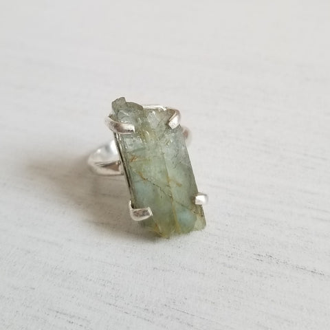Edgy boho ring, Raw Kyanite Ring