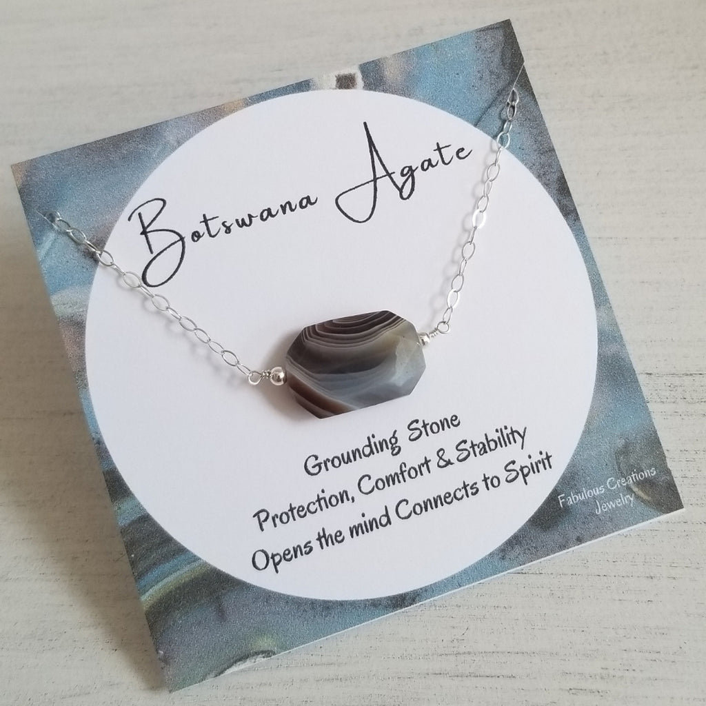 Botswana Agate Necklace, Stone of Protection, One of a Kind Gemstone Necklace