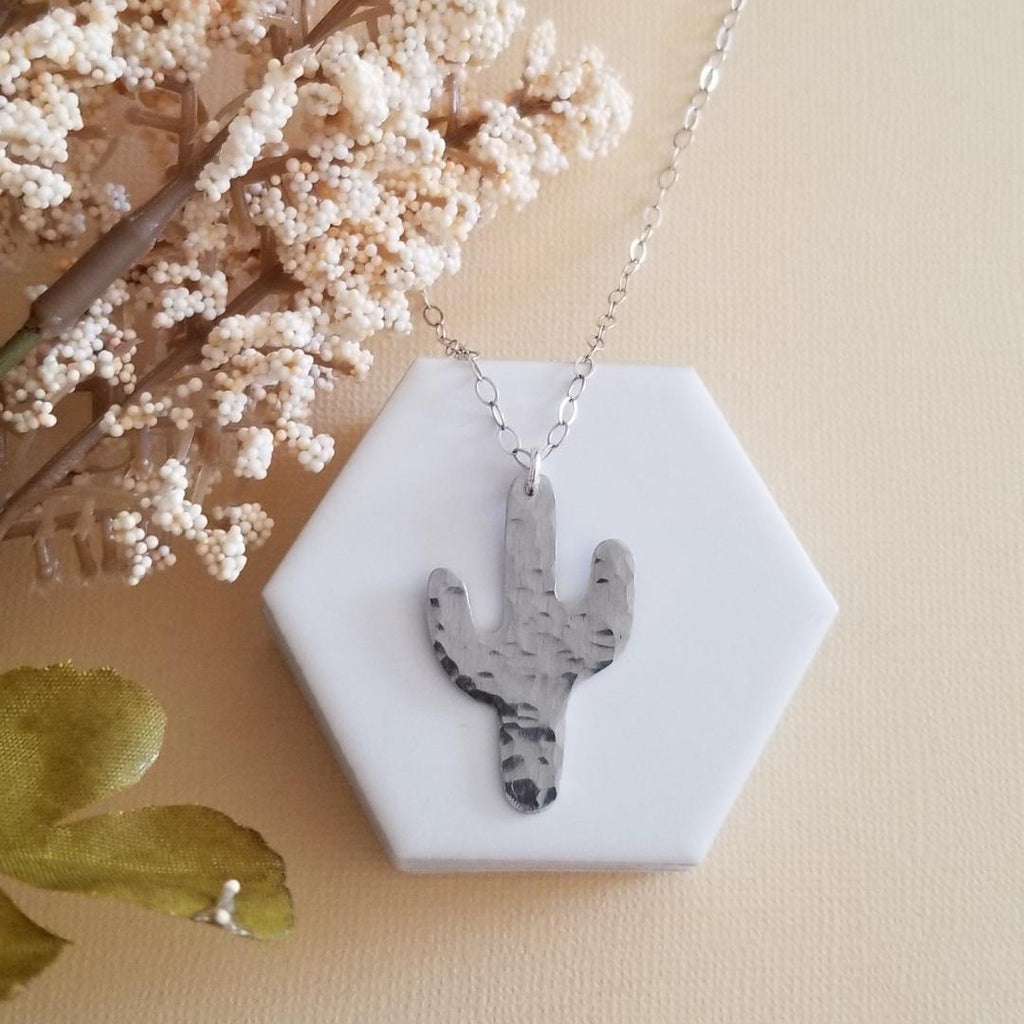 Cactus Necklace, Silver Cactus Charm Necklace, Symbol of Strength Necklace, Gift for Her, Southwestern Jewelry, Cactus Pendant Necklace