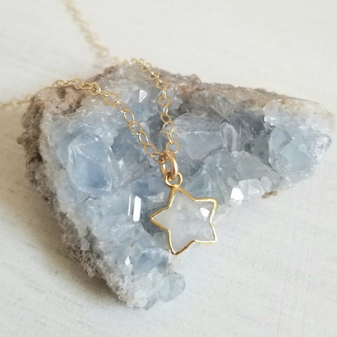 Gold Moonstone Star Necklace for women