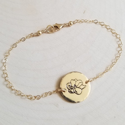 Dainty Magnolia Flower Bracelet