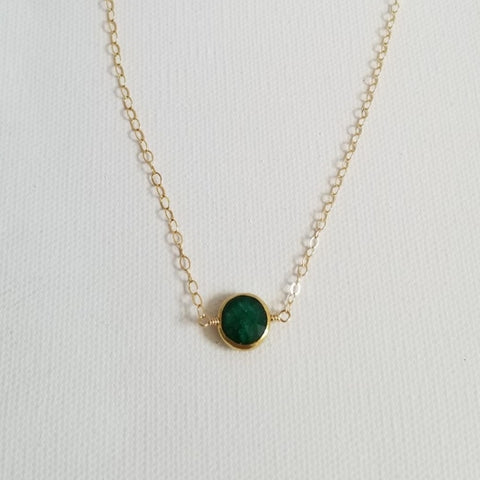raw emerald, natural gemstone jewelry, birthday gift for her, dainty gold necklace