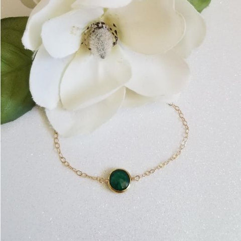 Dainty Gold Emerald Bracelet