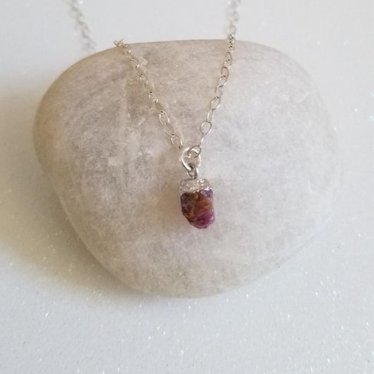 Dainty Raw Ruby Necklace, Gold Filled or Sterling Silver