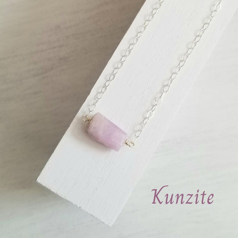 Pink Stone Necklace Kunzite, Gift for Her