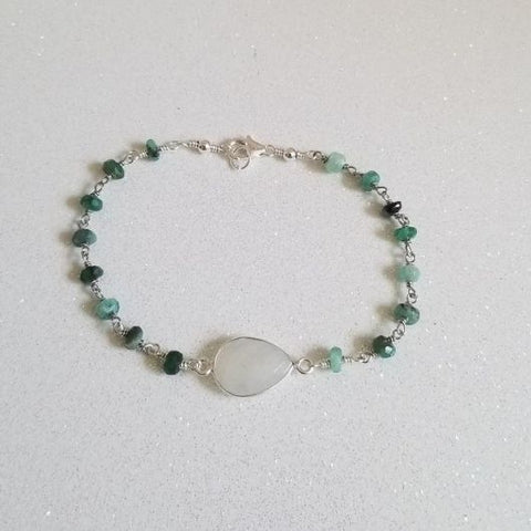 Emerald Rosary Chain and Moonstone Bracelet