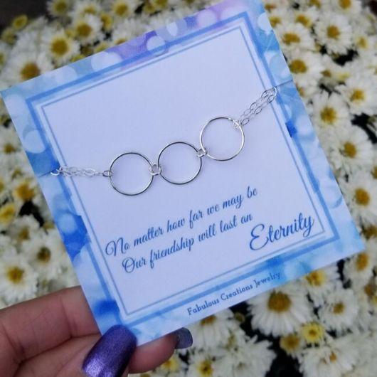 Christmas gift for best friends, silver circle bracelet, jewelry handmade in the USA, gift for her