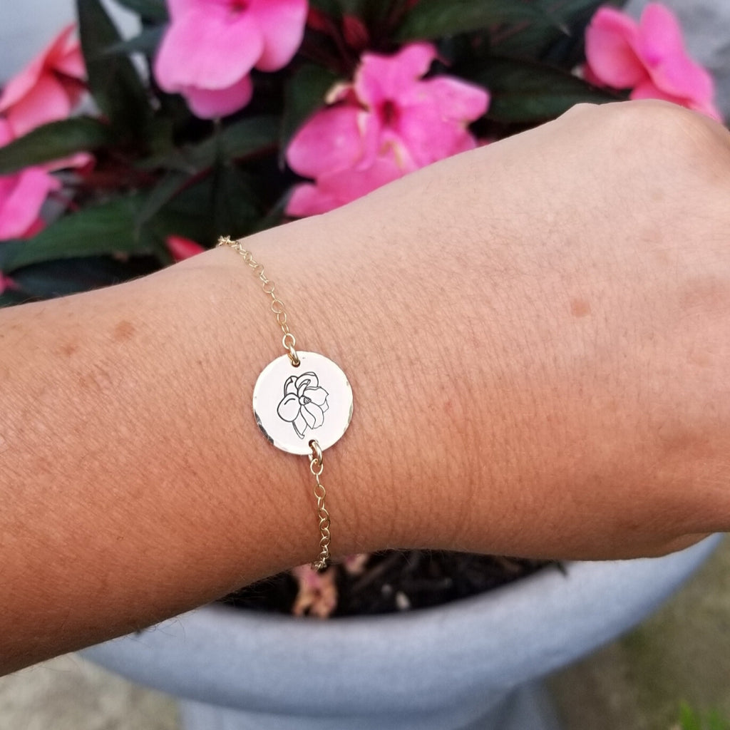 Bridesmaid Gift Dainty Magnolia Flower Bracelet Bridesmaid