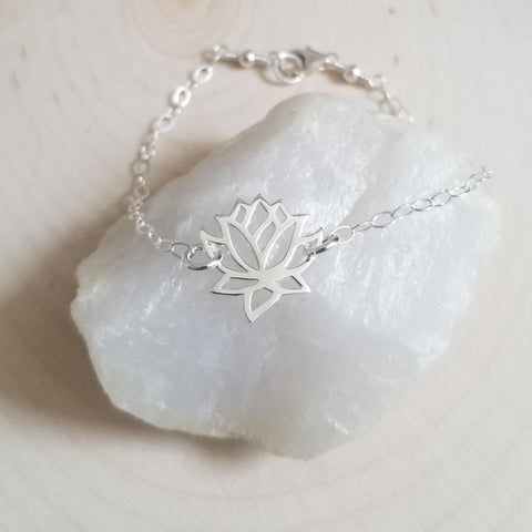 Sterling Silver Lotus Flower Bracelet