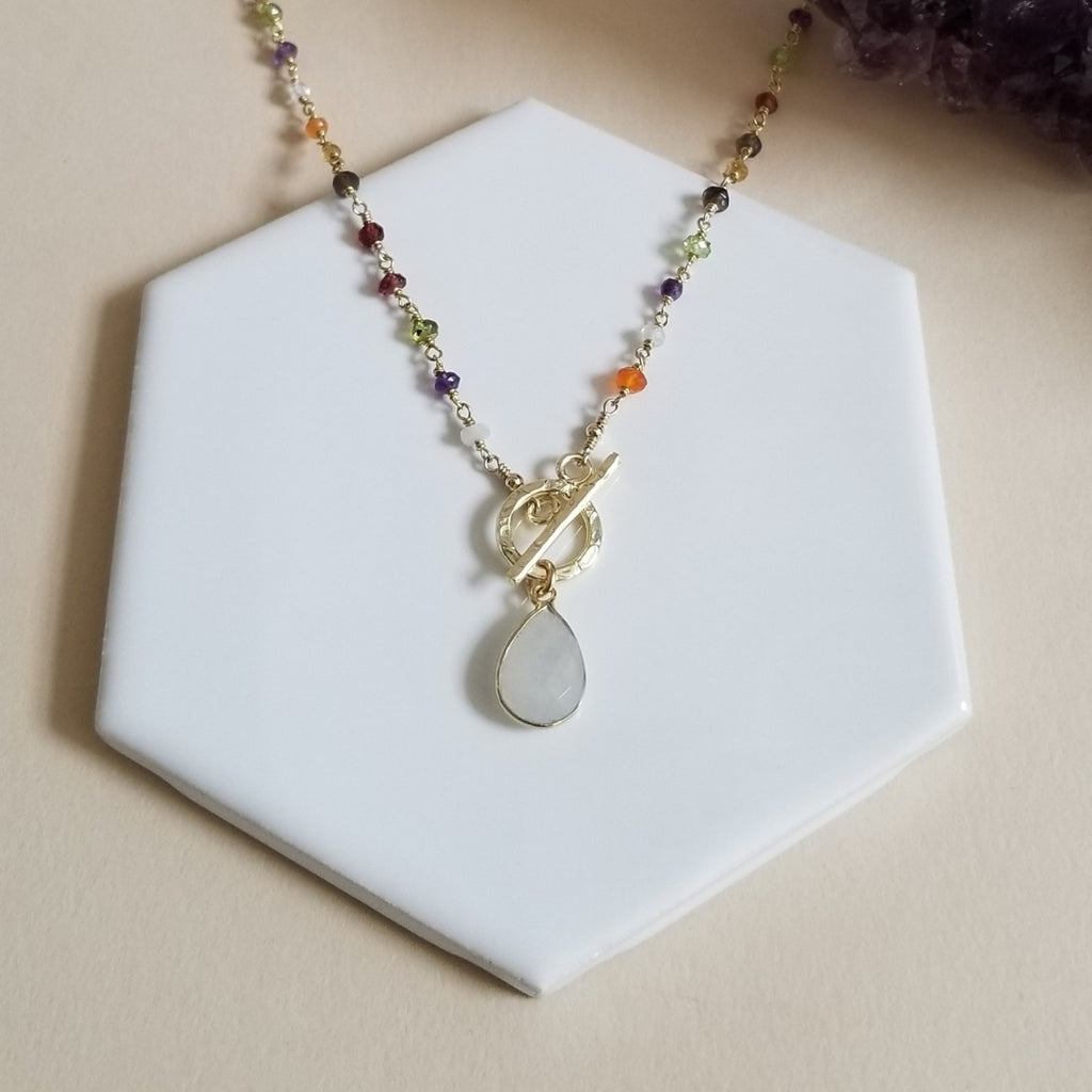 Multi gemstone beaded necklace, Moonstone Necklace