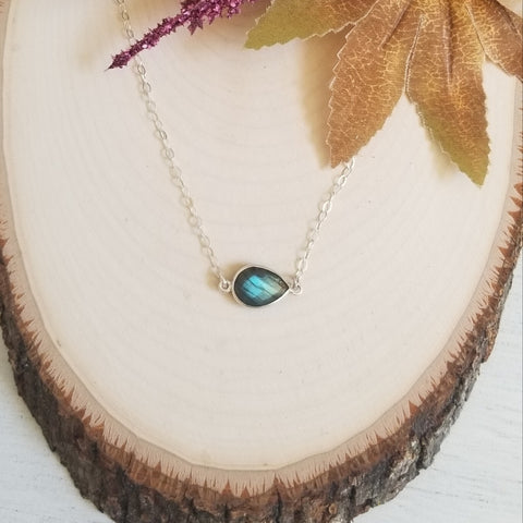 Sterling Silver Labradorite Choker Necklace