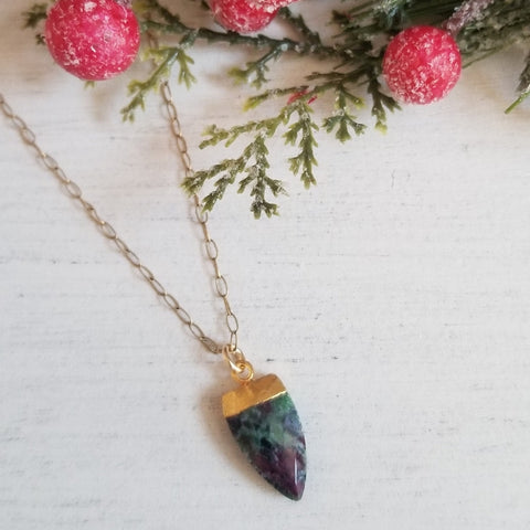 One of a Kind Ruby Zoisite Pendant Necklace