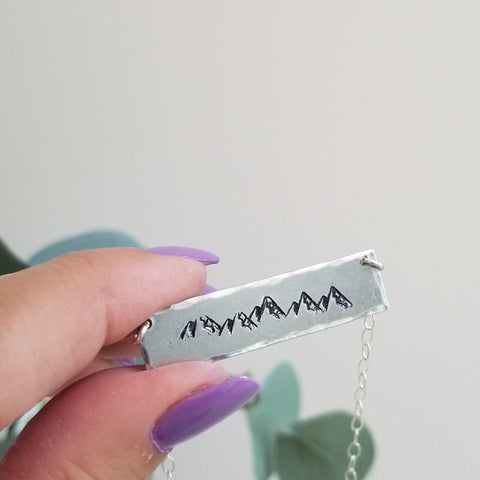 Mountains Necklace, Bar Necklace, Made in the USA