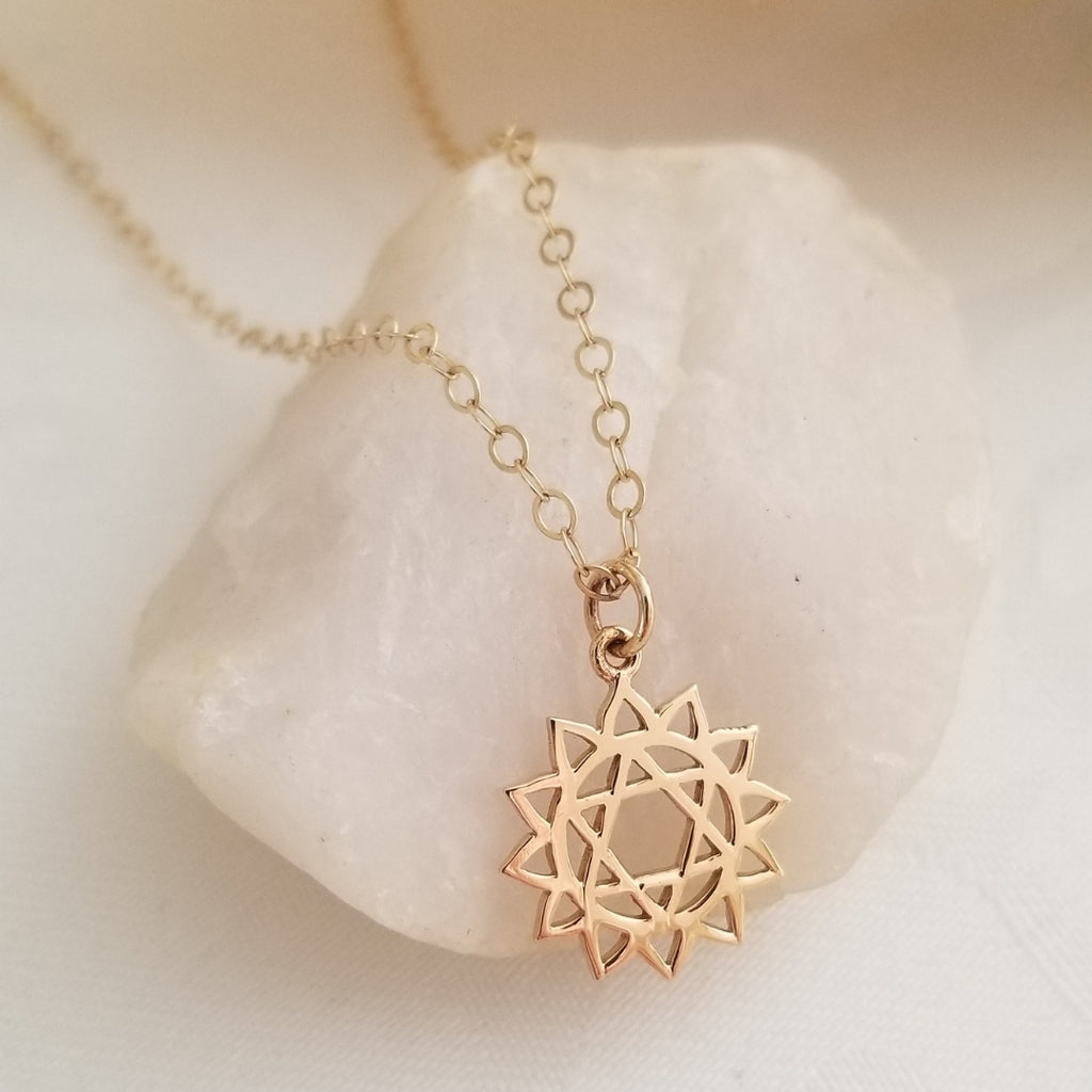 Gold Heart Chakra Charm Necklace for Women