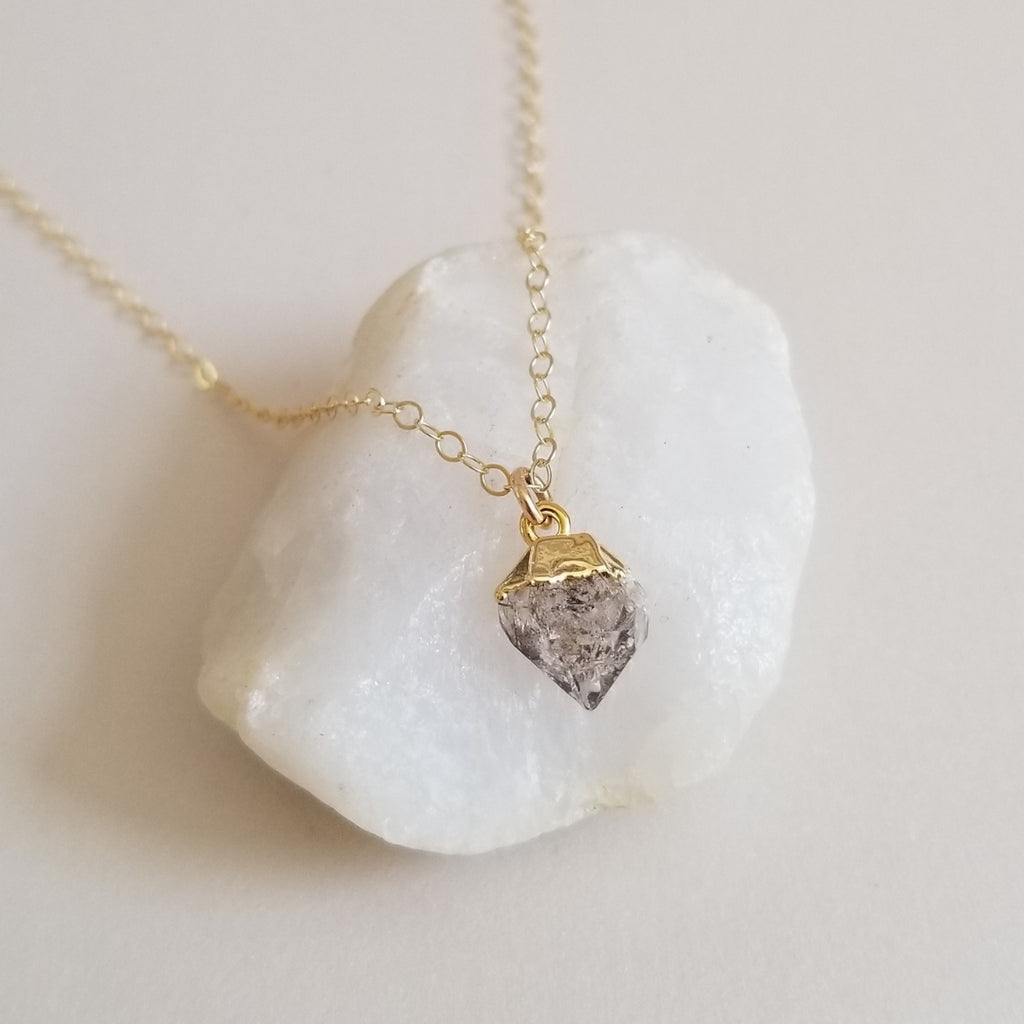 Natural Herkimer Diamond Necklace, Raw Crystal Necklace