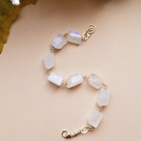 Statement jewelry handmade in the USA, Moonstone chunky bracelet