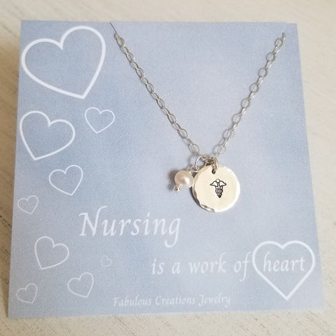 Nurse Charm Necklace with Freshwater Pearl