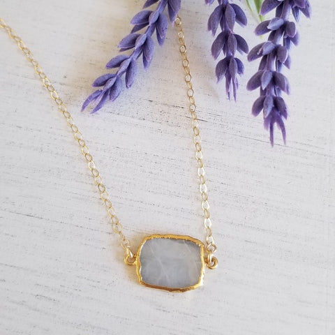 Raw Moonstone choker necklace, Layering necklace for women