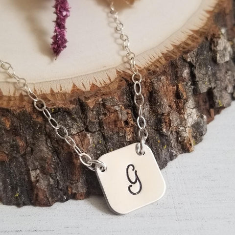 Sterling Silver Initial Necklace, Personalized Necklace