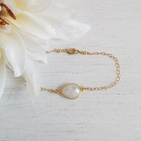 Bridesmaid Gift, Gold Moonstone Bracelet