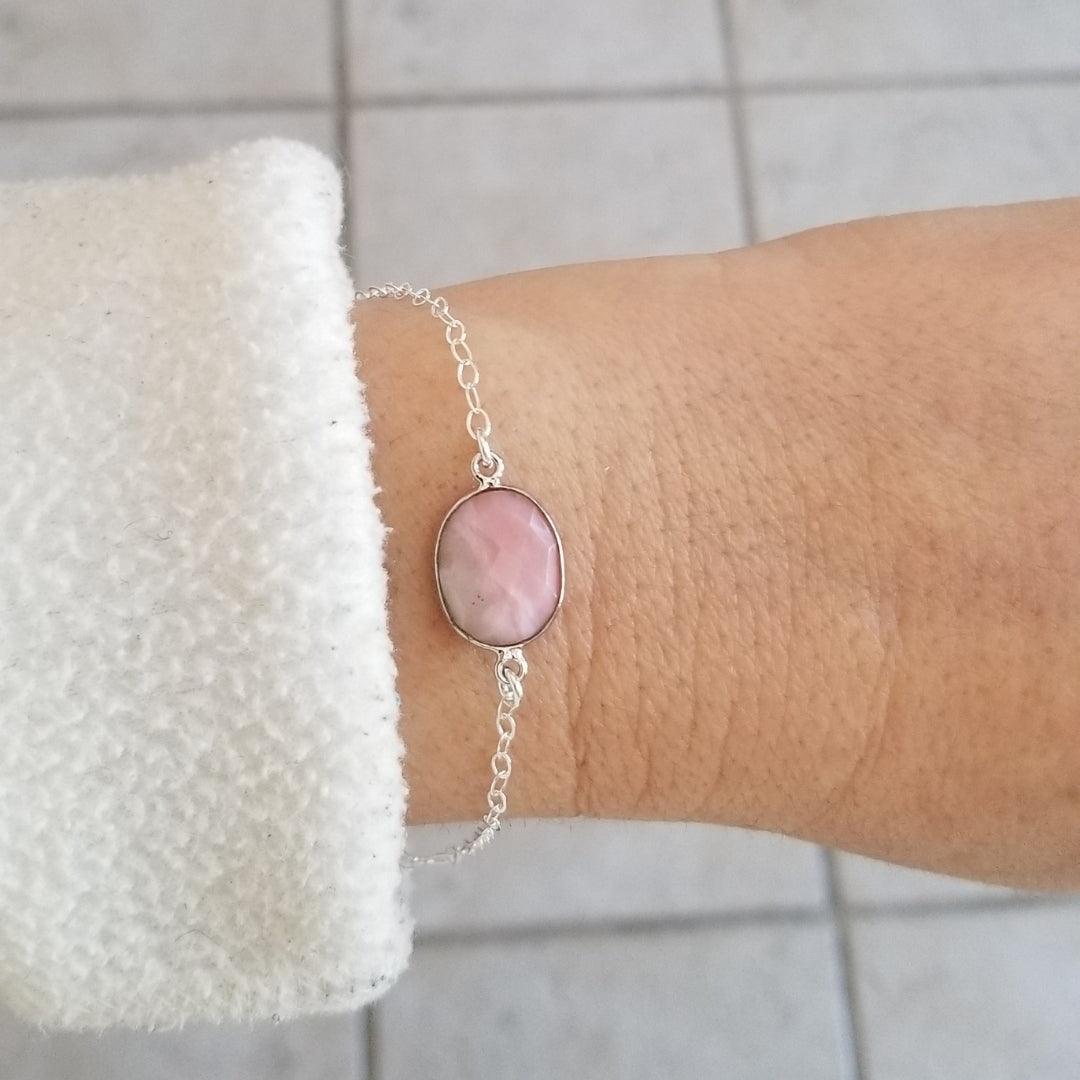 Pink and top silver bracelet
