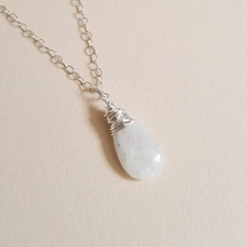 Natural Moonstone Solitaire Pendant Necklace
