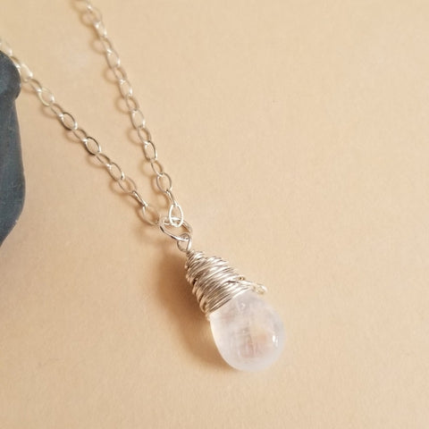 Dainty Glowing Moonstone Pendant Necklace