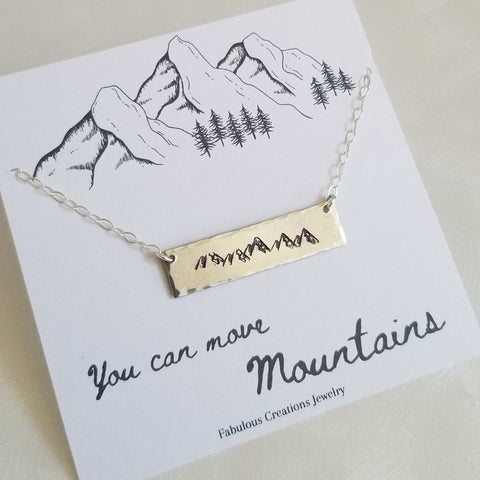 Mountains Necklace, Silver Bar Necklace