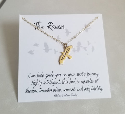 Moon Phase Raven Necklace, Raven Charm Necklace, Transformation Jewelry