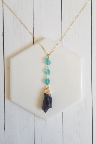 Bohemian Crystal Necklace, Long Amethyst Necklace, Unique Crystal Necklace for Women