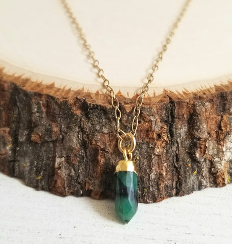 Raw Emerald Necklace for her