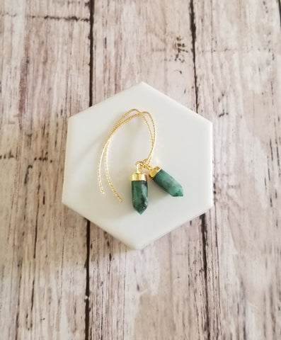 Modern Gold Emerald Earrings