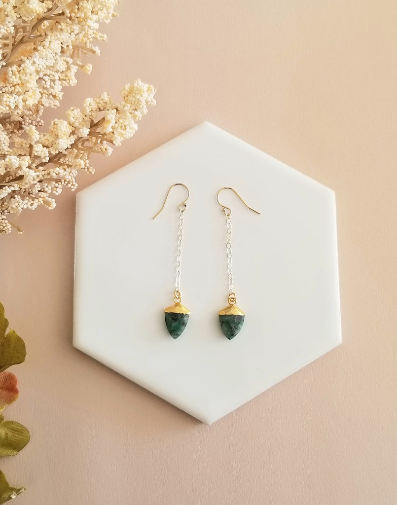Gold Emerald Earrings Earrings for Mom Mother s Day Gift
