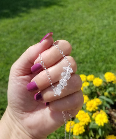 Herkimer Diamond Bar Necklace, Crystal Necklace, Gift for Her