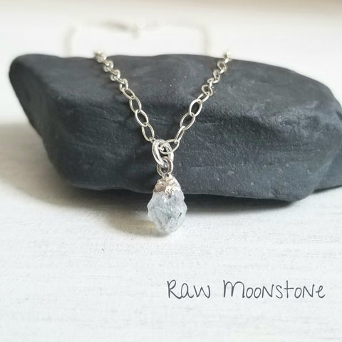 Dainty Raw Moonstone Necklace