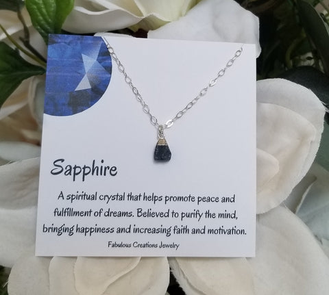 Spiritual Crystal Necklace, Sapphire Necklace
