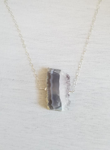 Raw Amethyst Crystal Slice Necklace