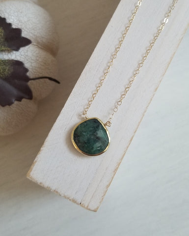 Gold Emerald Pendant Necklace for Women