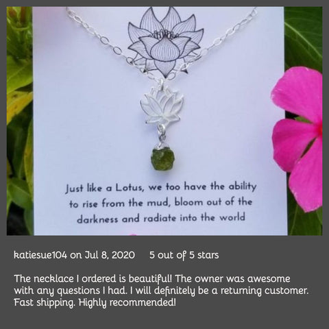 Gemstone Lotus Flower Pendant Necklace