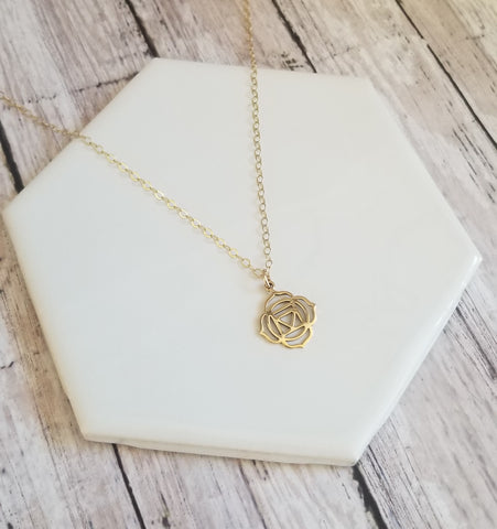 Gold Root Chakra Charm Necklace, Yoga Jewelry, Birthday Gift for Her