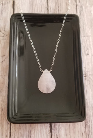 Rose Quartz Teardrop Pendant Necklace