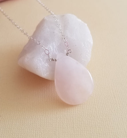Rose quartz necklace, Stone of Love, pink gem necklace, rose quartz crystal, valentines day gift, gift for her, birthday gift for girlfriend