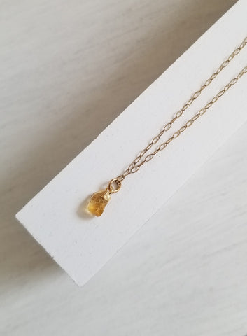 Dainty Gemstone Necklace, Citrine Necklace