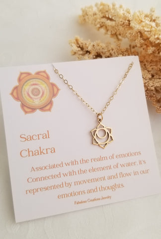 Emotional Sacral Chakra Necklace, Spiritual Jewelry Gifts for Her