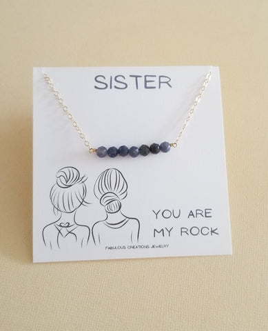 Sapphire Bar Necklace, Gift for Sister, Sister Necklace
