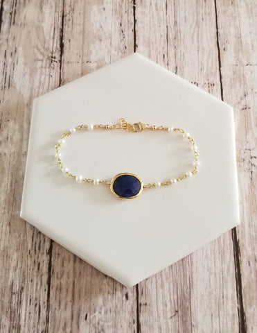 Sapphire and Freshwater Pearls Bracelet